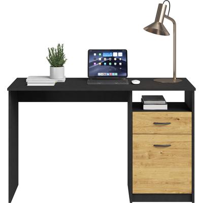 Schreibtisch FMD "Jackson", matera, artisan eiche, B:123cm H:76,5cm T:50cm, Tische, Schreibtisch, mit flexibel montierbarer Stauraumeinheit, Breite 123 cm