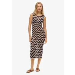 Superdry für Damen. W8011848A Navyfarbenes Zickzack-Midi-Strickkleid (XS), Lässig, Viskose, Ärmellos / Hosenträger, Marine