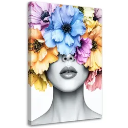 LEINWANDBILD Frau mit Blumen auf dem Kopf 60x90cm