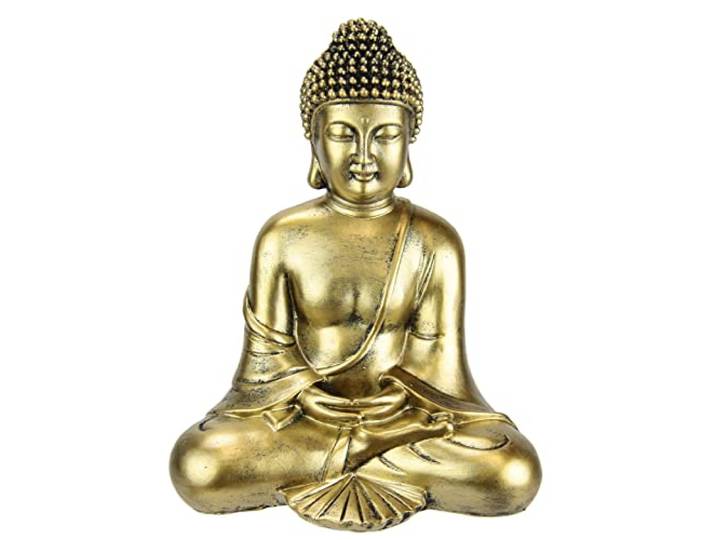 Flair Flower Buddha Figur meditierend sitzend Statue Figuren Skulptur Büste Statue Ornament Feng Shui Dekoration Garten Terrassen Balkon Deko Statue Wohnaccessoire Skulptur Garten-Figur