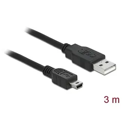 DeLOCK 82311 USB Kabel USB 2.0 3 m USB A Mini-USB B 0,48 Gbit/s Schwarz