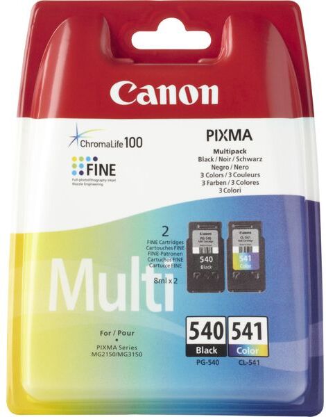 Cartouche d'encre Canon PG-540 / CL-541 Multipack Noir + 3 couleurs