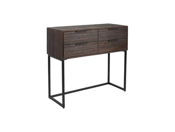 Massives Design Sideboard & Konsole „Webster“, 4 Schubladen Teak White Label by Bloomingloft