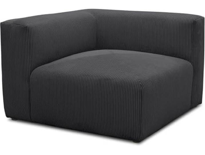 DOMO. collection Ecksessel Malia, Polsterecke, Anthrazit Cord Polsterecke als Modul-Sofa kombinierbar, Kreuznaht, quadratisch, 108 x 108 x 69 cm (BxTxH) – modern & bequem