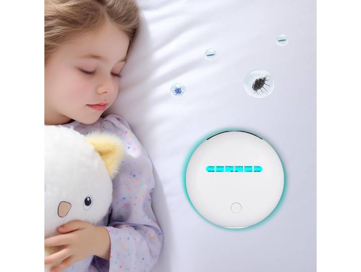Robot anti-acariens UV-C, 3 modes de nettoyage, stérilisateur 254 nm, plan de chemin automatique, batterie 120 minutes, 35 dB silencieux pour lits, canapés