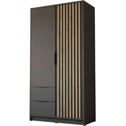 KLEIDERSCHRANK NELA, zweitürig mit Lamellen, 105 cm, Graphit/Artisan