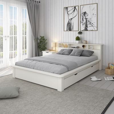 Massivholzbett OTTO HOME "KERO"Stauraum im Kopfteil", weiß, B:164cm L:224cm, Betten, Massivholzbett, zertifiziertes Massivholz (Kiefer), optional mit Schublade