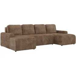 WOHNLANDSCHAFT NESSARO U Braun Cord