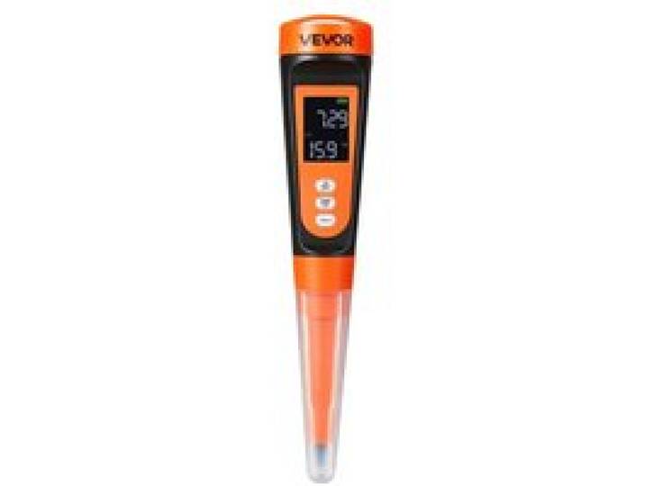VEVOR pH-Meter für Lebensmittel, Messbereich 0–14, Wasserdichte Sonde (IP68), Messgerät mit Automatischer Temperaturkompensation, Kalibrierpulver, für Lebensmittelfermentation, Teig & Fleisch