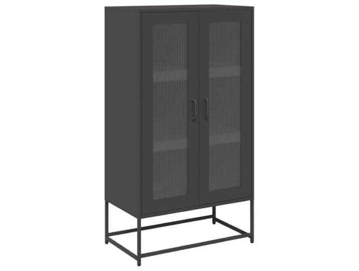 Kaorsrow Highboard Schwarz 68x39x123 cm Metallschrank mit 2 Türen Mehrzweck Beistellschrank aus Stahl mit 6 Fächern für Wohnzimmer und Flur, flexibler Türanschlag und 90 kg Belastbarkeit.