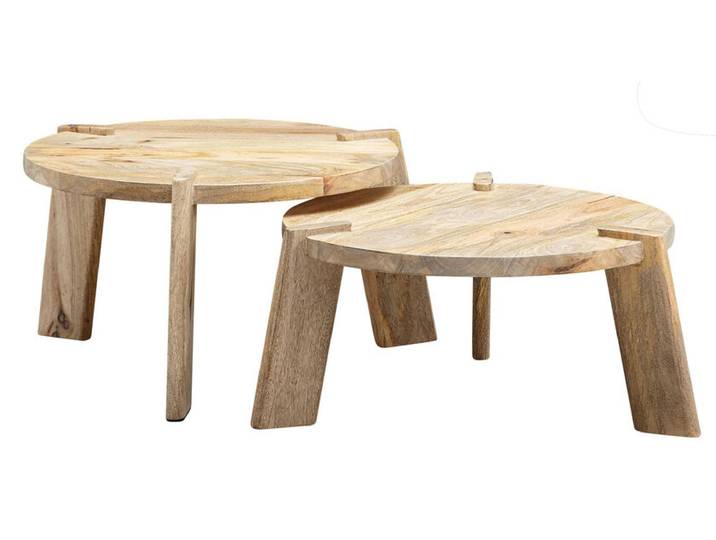 Couchtisch rund 2er Set Mango massiv