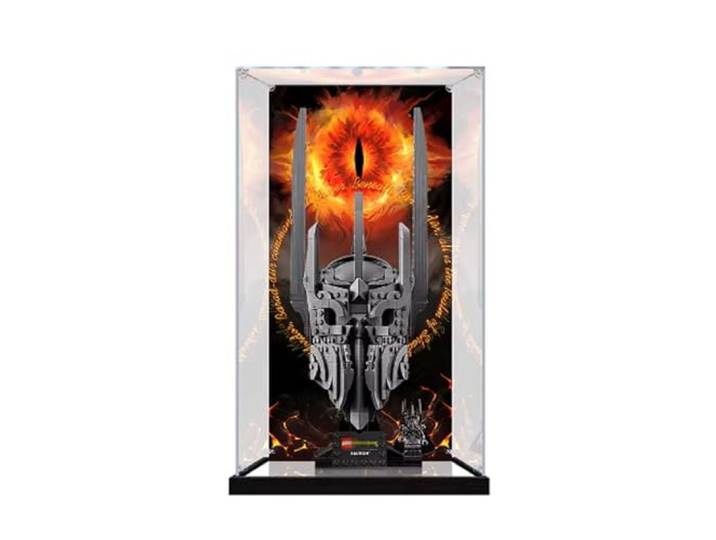 Acryl-Vitrine für Le-go 11373 Helmmodell, staubdichte Displaybox (nur Displaybox) (StyleC-Hintergrund 3 mm)