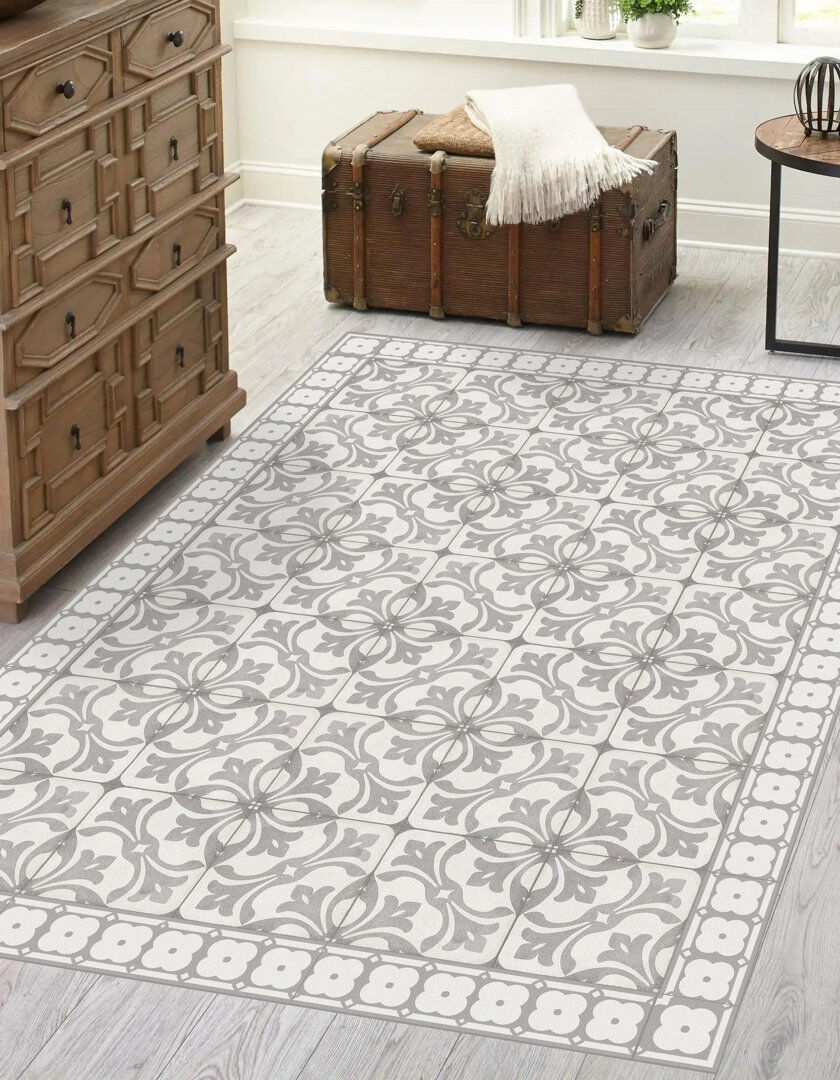 Rosalind Wheeler Emitt Vinyl Machine Printed Area Rug Rectangle 3'3.4" x 4'4.4"