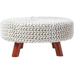 STRICK-HOCKER natur, rund 62/62/30 cm