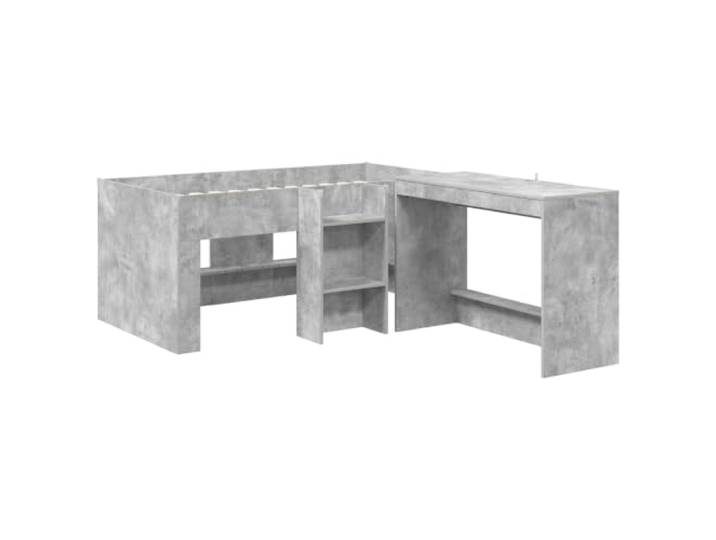 SKTQYQO Hochbett mit Schreibtisch, 2 Stück, Grau Beton Ingenieuriertes Holz, Schreibtisch 100 x 45 x 75 cm, modernes Design, klare Linien