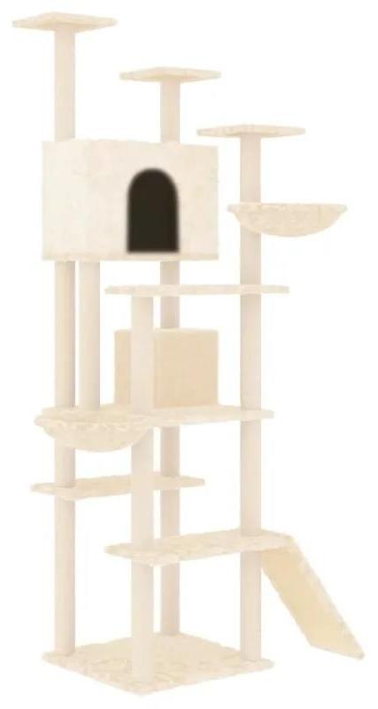 Katzenbaum 191 cm - Kratzbaum - 5 Ebenen - Sisal-Kratzsäulen - Stoffbezug - Kletterturm für Katzen - Armeegrün