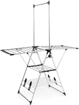 2-Layer Aluminum Foldable Drying Rack w/ 2 Height-adjustable Wings