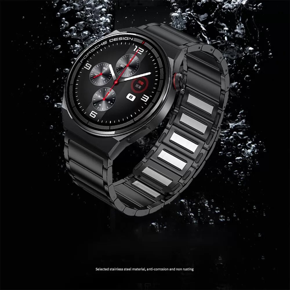 INF Magnetisches Edelstahl-Uhrenarmband, kompatibel mit Huawei GT3 Pro Schwarz 20 mm