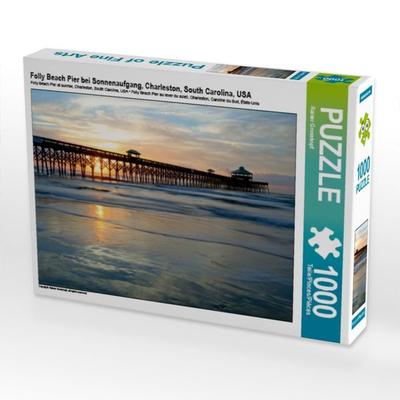 CALVENDO Puzzle Folly Beach Pier bei Sonnenaufgang, Charleston, South Carolina, USA | 1000 Teile Lege-Größe 64x48cm Foto-Puzzle für glückliche Stunden