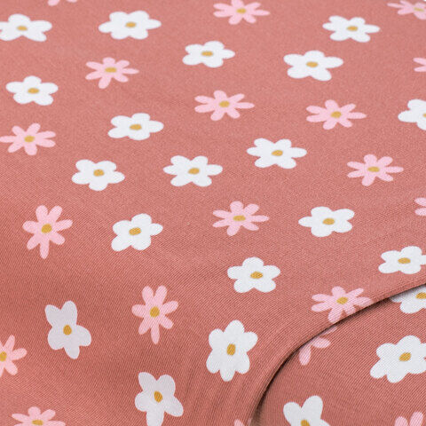 Baumwoll-Jersey "Blumen" mit Elasthan, rosa/weiß