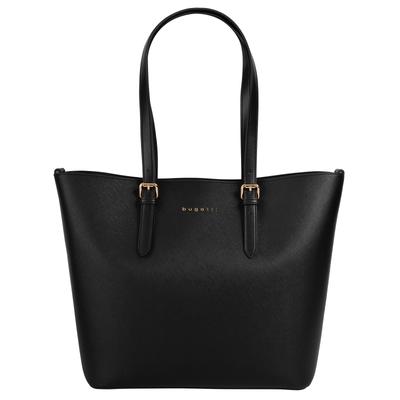 Shopper BUGATTI "BUGATTI Damen ELLA SAFFIANO", Damen, Gr. B/H/T: 43cm x 32cm x 12cm onesize, schwarz, Polyurethan (PU), Taschen Shopper