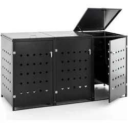 HC Garten & Freizeit 3er Mülltonnenbox Raute aus Edelstahl, ca. 207 x 77,5 x 115 cm - Anthrazit