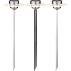 Paulmann 4064161230566 Solarspieß Ufo LED Solar-Gartenleuchte 3er Set 0.2 W Warmweiß Edelstahl, Klar
