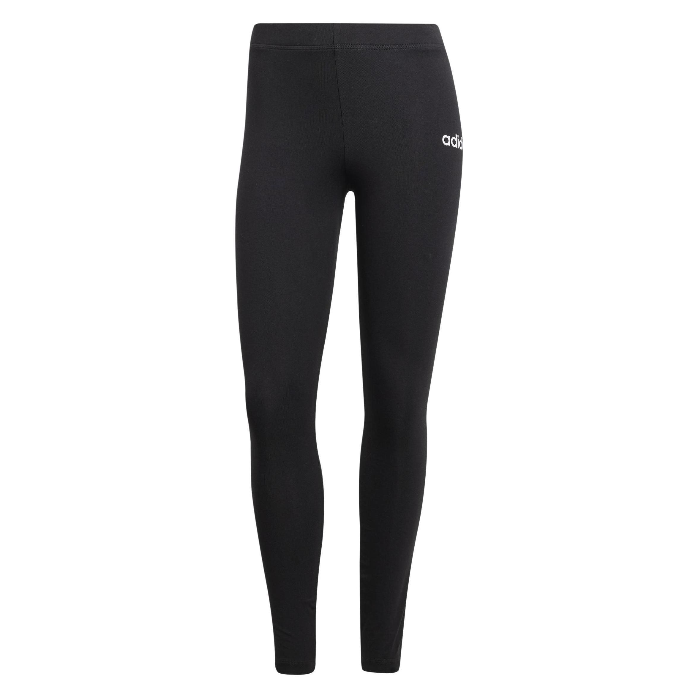 Adidas Damen Essentials LINEAR Cotton Leggings, Black/White, M (M) (JG8621)