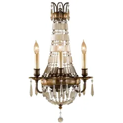 Wandlampe Leuchte Stahl Kristalle Bronze H 58,4 cm Flurlampe 3 Flammig
