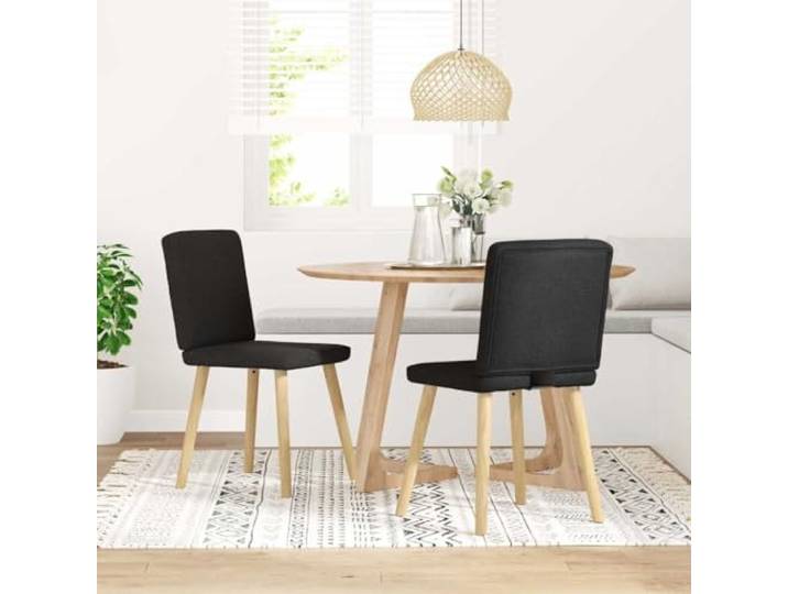 HGPOTUY Esszimmerstühle 2 STK. Schwarz Stoff Polyesterbezug, Metall-Holz-Gestell, Schaumstoffpolsterung, für Esszimmer und Wohnzimmer