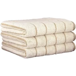 CAWÖ Gästetuch, 3er Pack - C Balance, 30x50 cm, Walkfrottier, Baumwolle, Streifen Natur / 30x50cm
