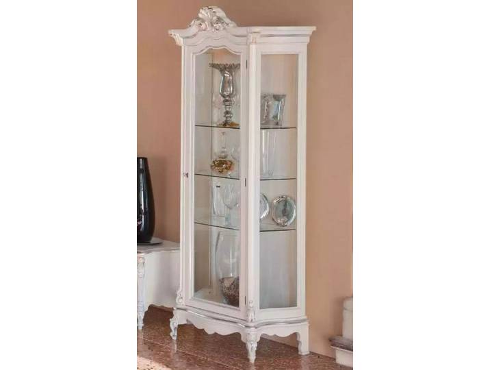 JVmoebel Vitrine Holz Vitrine im italienischen Design mit Glastüren in Weiß (1-St., Vitrine) Made in Europa