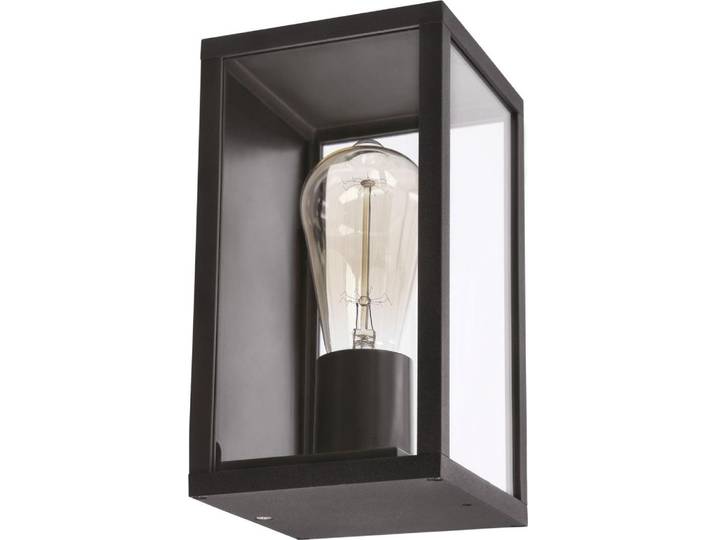 Gartenlampe, Fassade, Außenwandlampe, schwarz, rechteckig, Glasschirm, 1xE27 60W, Hoya Candellux