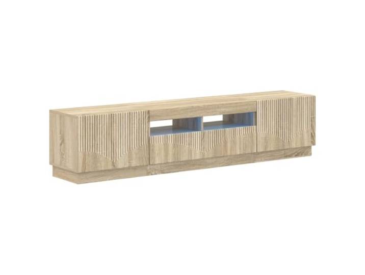 GKHPYURE TV-Schrank mit LED, 3 Stück, Sonoma-Eiche Moderner Stil, 33 kg, Multimedia-Fächer, schlankes Profil, 90° umkehrbare Türen, feucht abwischbar