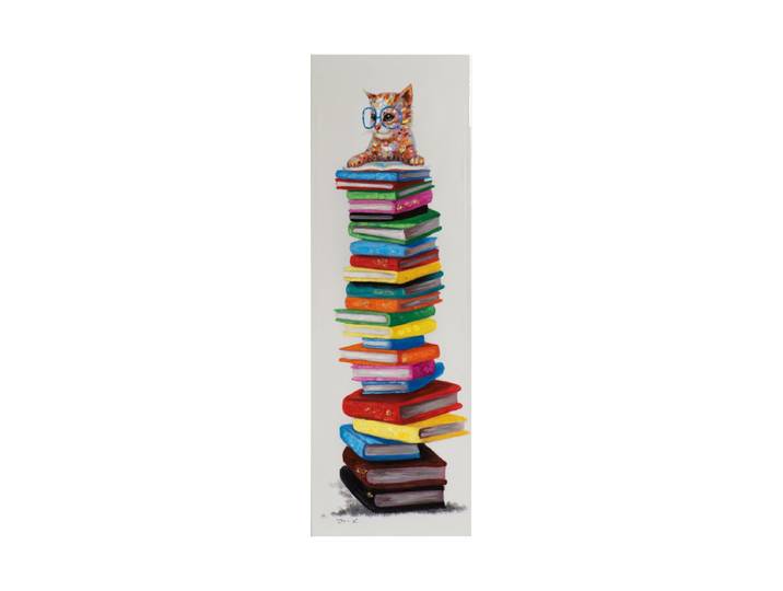 Handgemaltes Bild „Cat with Books“ 40 x 120 cm Multicolor Crea Collection