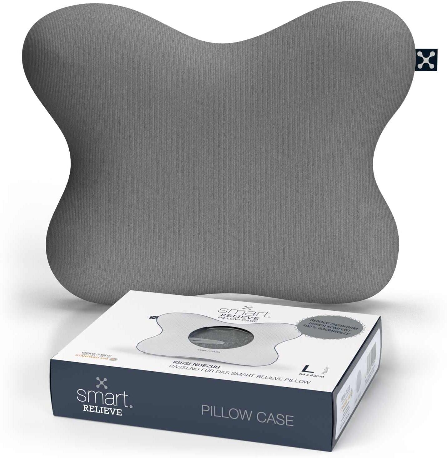 Kissenbezug SMARTSLEEP "Relieve", grau, B:54cm L:43cm, Baumwolle, Obermaterial: 100% Baumwolle, Kissenbezüge, Kissenbezug grau B/L: 54cm x 43cm, 1 Stk., Baumwolle