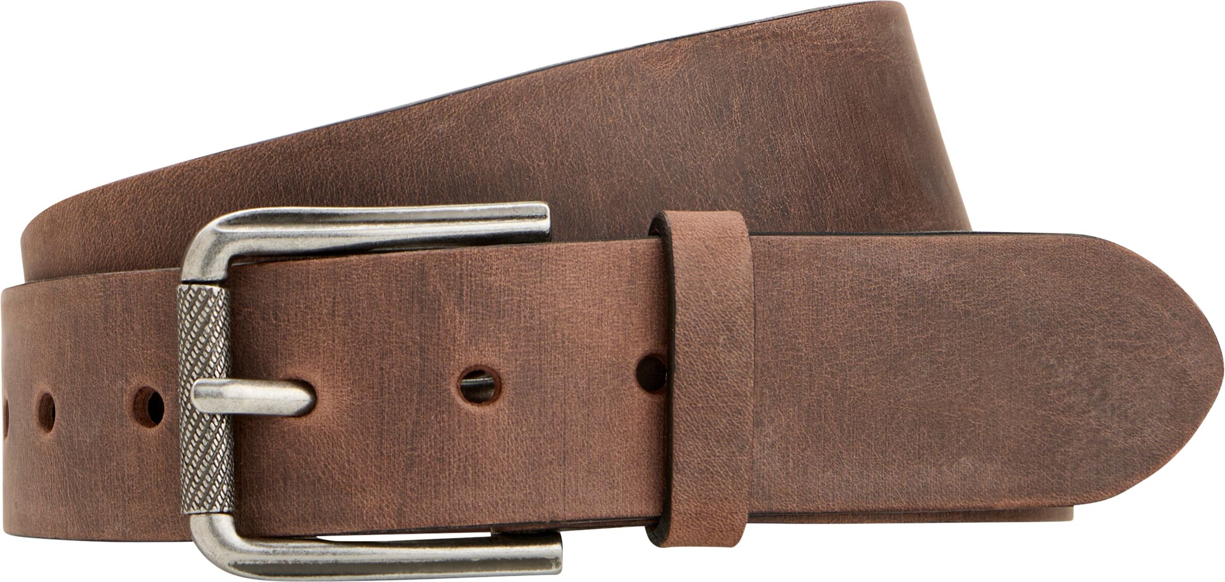 Ledergürtel MAN'S WORLD "matt silber gebürstete Metallschliesse", Damen, Gr. 115, braun (dunkelbraun), Leder, Rindsleder, used, Gürtel Ledergürtel, mit coolem used-Look - NEW dunkelbraun 115