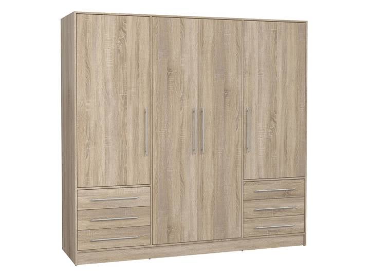 Kleiderschrank Drehtürenschrank Jupp , 4-türig , mit Schubkästen , Sonoma Eiche