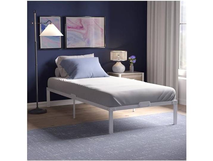 Dreamzie - Bett 90x200 aus Metall mit Lattenrost - 41cm Höhe Weiß · Viel Stauraum · Stabil · Einfache Montage