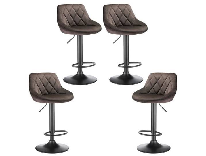 Tabouret De Bar en Velours - OHMG - Lot de 4 - Hauteur Réglable - Marron