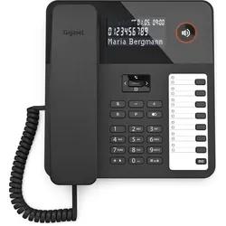 Gigaset DESK 600 schwarz / kabelgebundenes Telefon / Display, Telefon, Schwarz