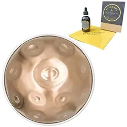 Patera Handpan HPDM-11 Compact Edelstahl D-Kurd mit Pflegemittel (Perkussion), Perkussion, Bronze, Gold