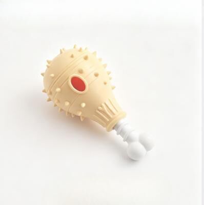 Market Central Chicken Leg Treat Dispensing Toy Durable Interactive Dog Chew Toy For Dental Cleaning yellow