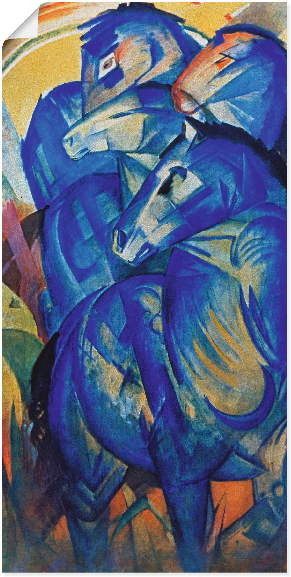 Artland "Turm der blauen Pferde. 1913" Haustiere 1 Stk. tlg. als Leinwandbild, Poster in verschied. Größen