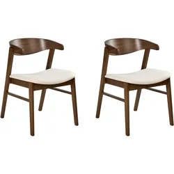 ESSZIMMERSTUHL 2er Set Stoff Braun/Cremeweiß Lilly