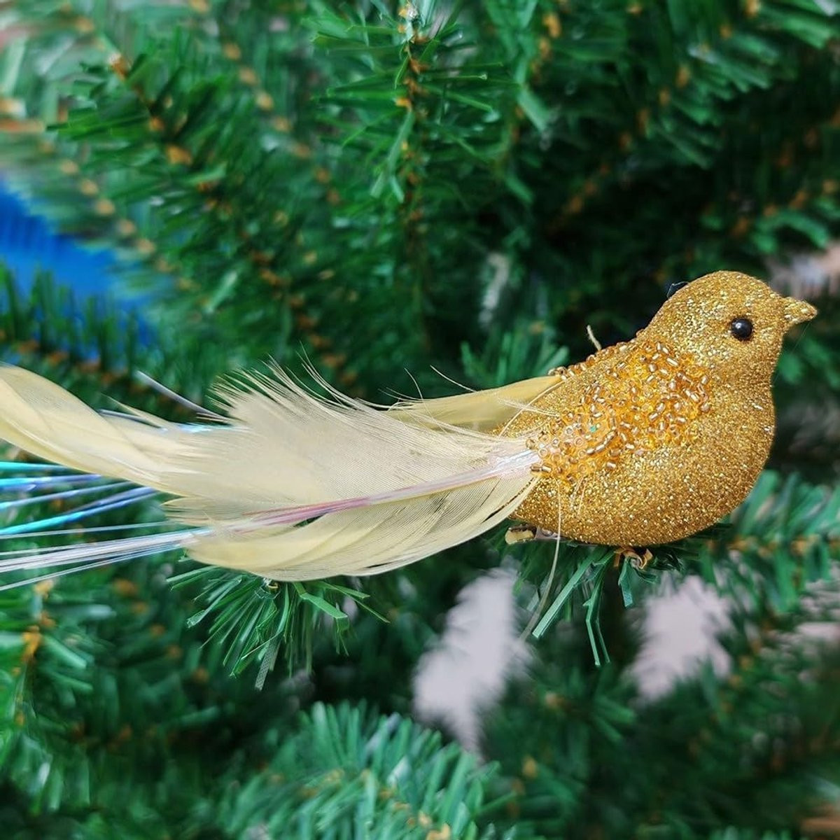 Dailygoods Levensecht Duif Ornament met Schuimveren - Decoratieve Kunstvogel voor Kerstboom - 16 x 4,5 cm