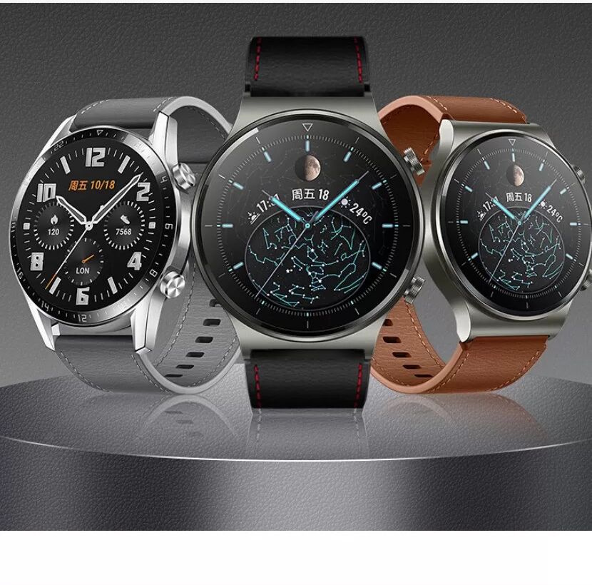 INF Bracelet de montre en cuir 22 mm compatible avec Huawei GT2 Pro - Bracelet de remplacement élégant Gris