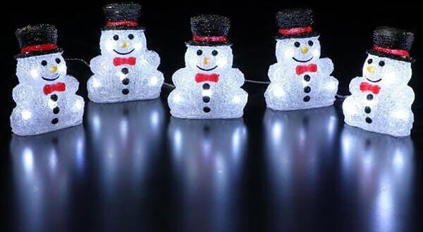 Noma Set of 5 Acrylic Sitting Snowmen String Lights