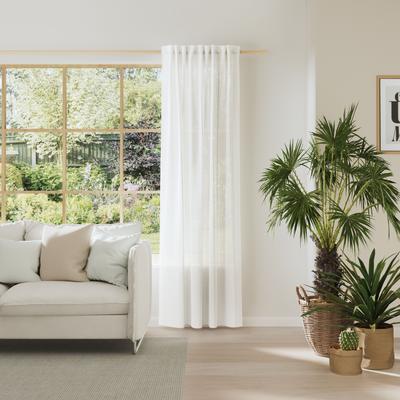 Vorhang NEUTEX FOR YOU "NURO", wollweiß, B:139cm H:245cm, Polyester, Gardinen, Bouclé-Optik, criss-cross Struktur, Stickmuster