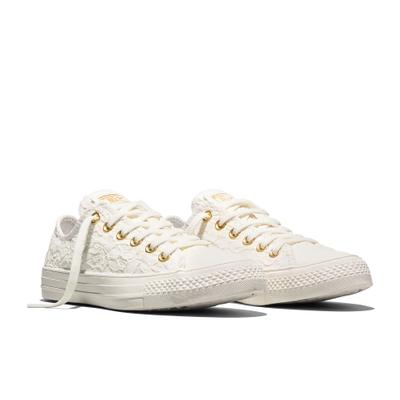 Sneaker CONVERSE "CHUCK TAYLOR ALL STAR LACE", Damen, Gr. 42,5, Synthetik, weiß (vintage weiß, vintage weiß), Textil, Schuhe Sneaker